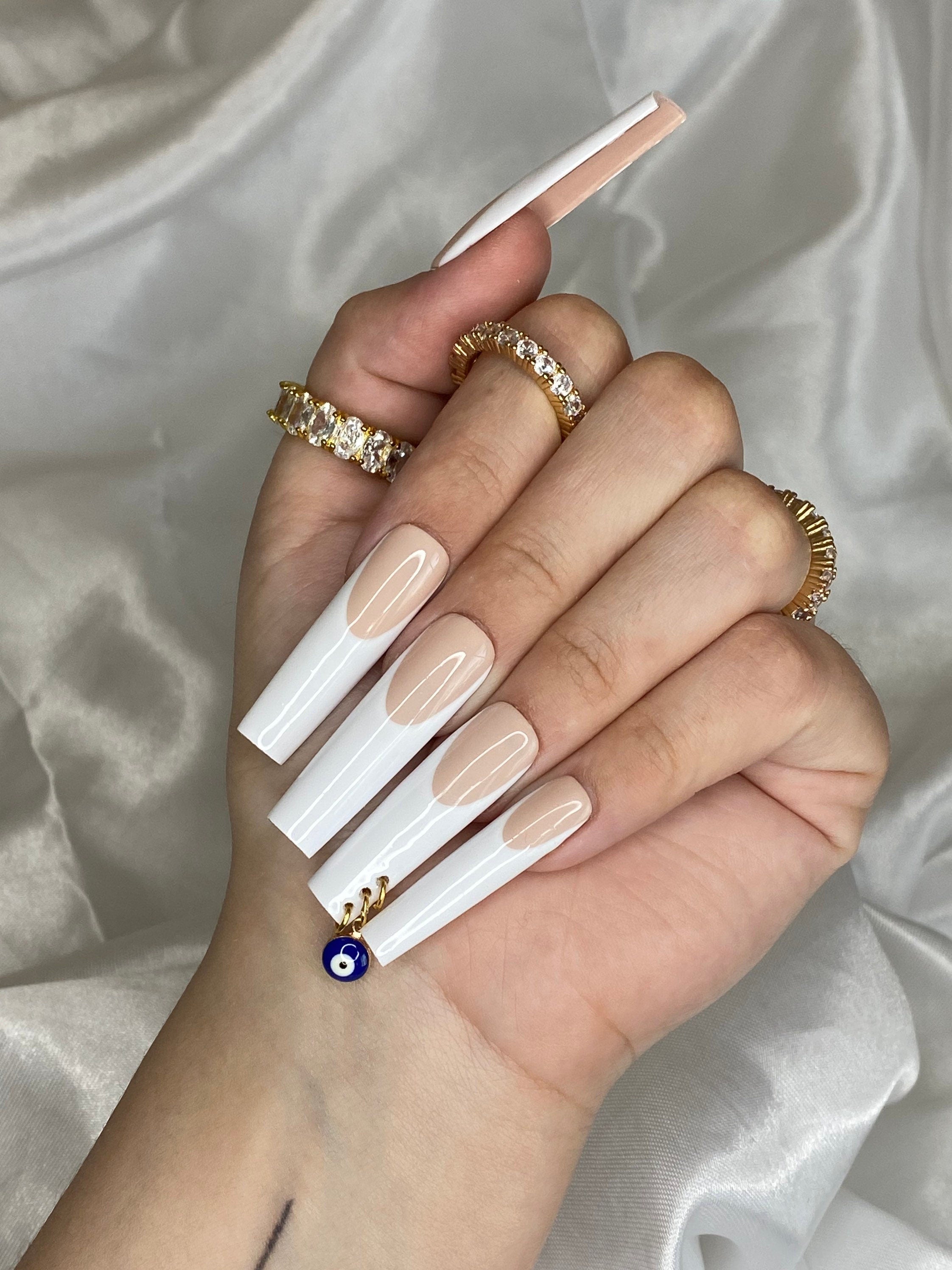 Milky White French Manicure Tip Apres Press on Nails Short Medium Long  Extra Long Coffin Stiletto Square Round Shiny Matte Handmade - Etsy Sweden