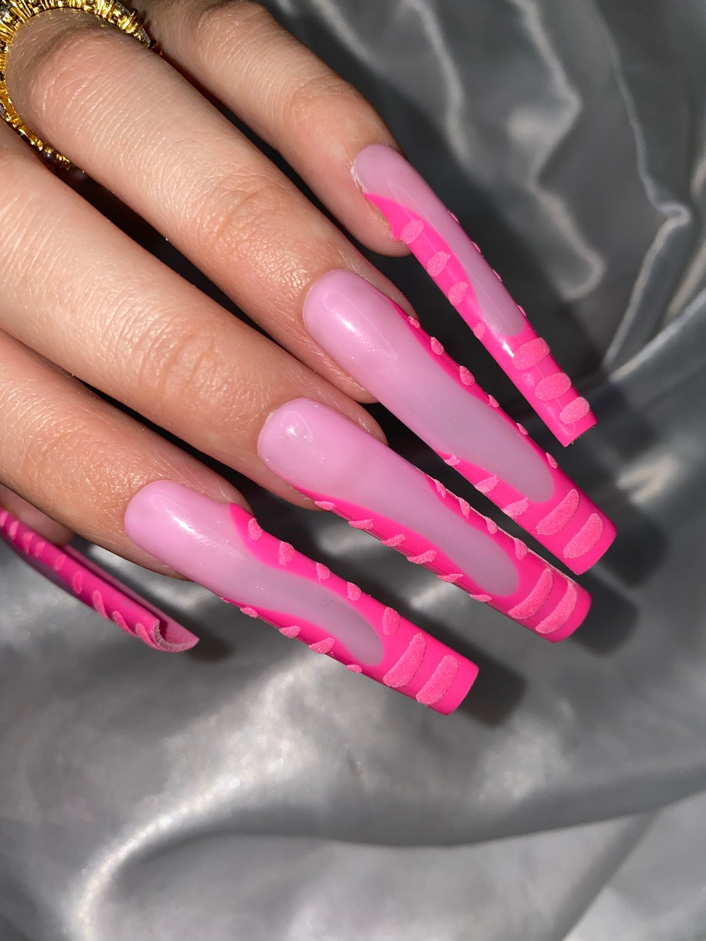 Dariana - Pink Crocodile 3D Print French Tip Press On Nail Set